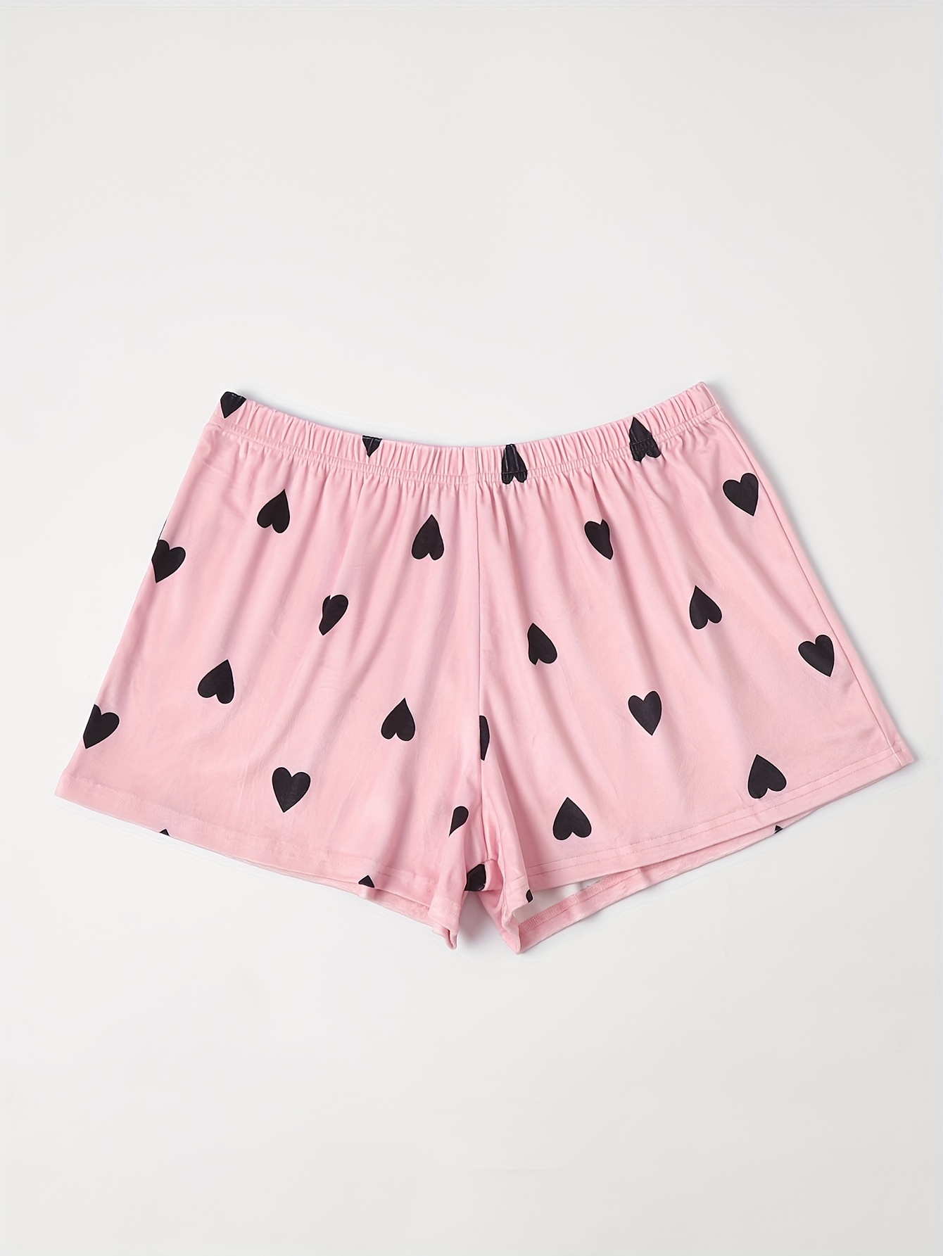 Heart Print Fluffy Loungewear Shorts