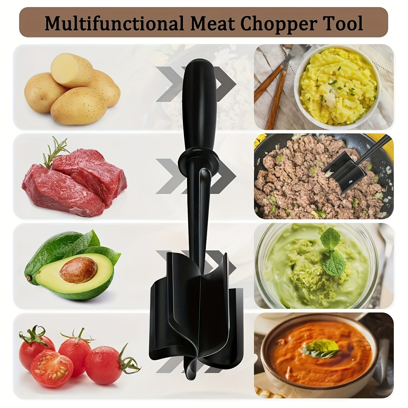 Meat Chopper, Ground Meat Chopper Utensil, Multifunctional Heat Resistant  Masher and Mix Chopper for Hamburger Meat, Ground Beef, Turkey and More