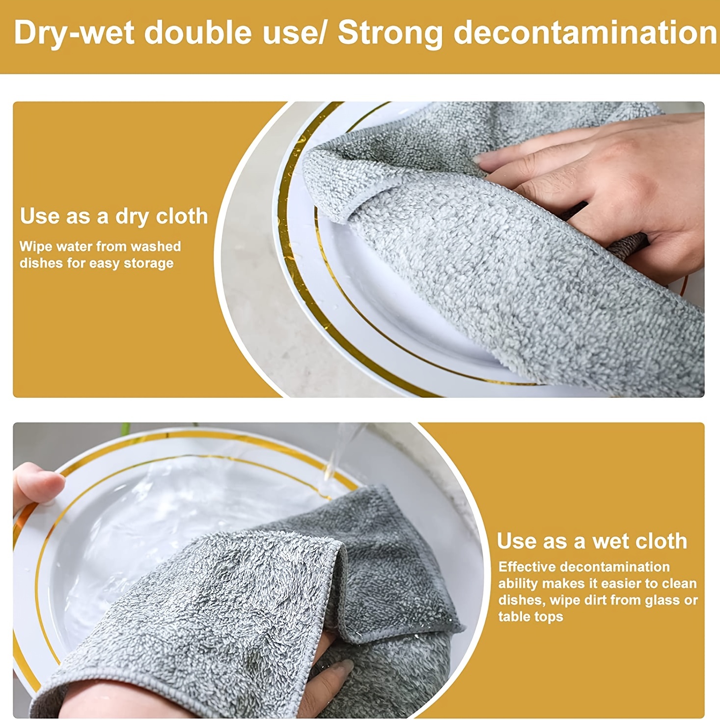 4 Pcs Kitchen Dish Towels Cloths For Washing Dishes Highly Absorbent Cleaning  Cloth Fast Drying Tea Towels with Bamboo Charcoal