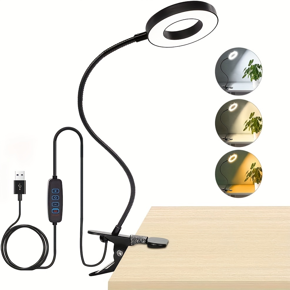 Lampe de bureau Bienser LED avec pince, lampe de lecture avec soin des yeux  avec adaptateur USB, 5 modes de couleur, 10 luminosité, longue lumière du  jour flexible à col de cygne