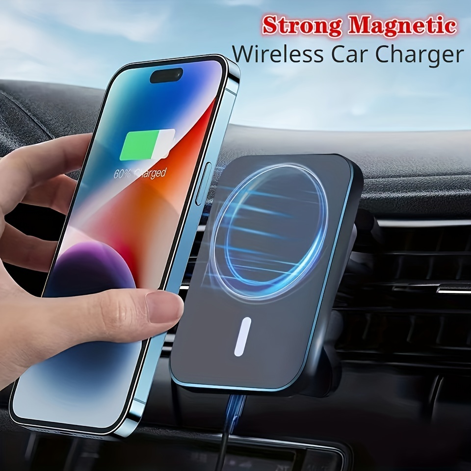  MANKIW Cargador de coche Magsafe para montaje en automóvil,  soporte magnético de cargador de coche inalámbrico de 15 W para iPhone 15  Pro Max Plus 14 13 12, soporte de carga