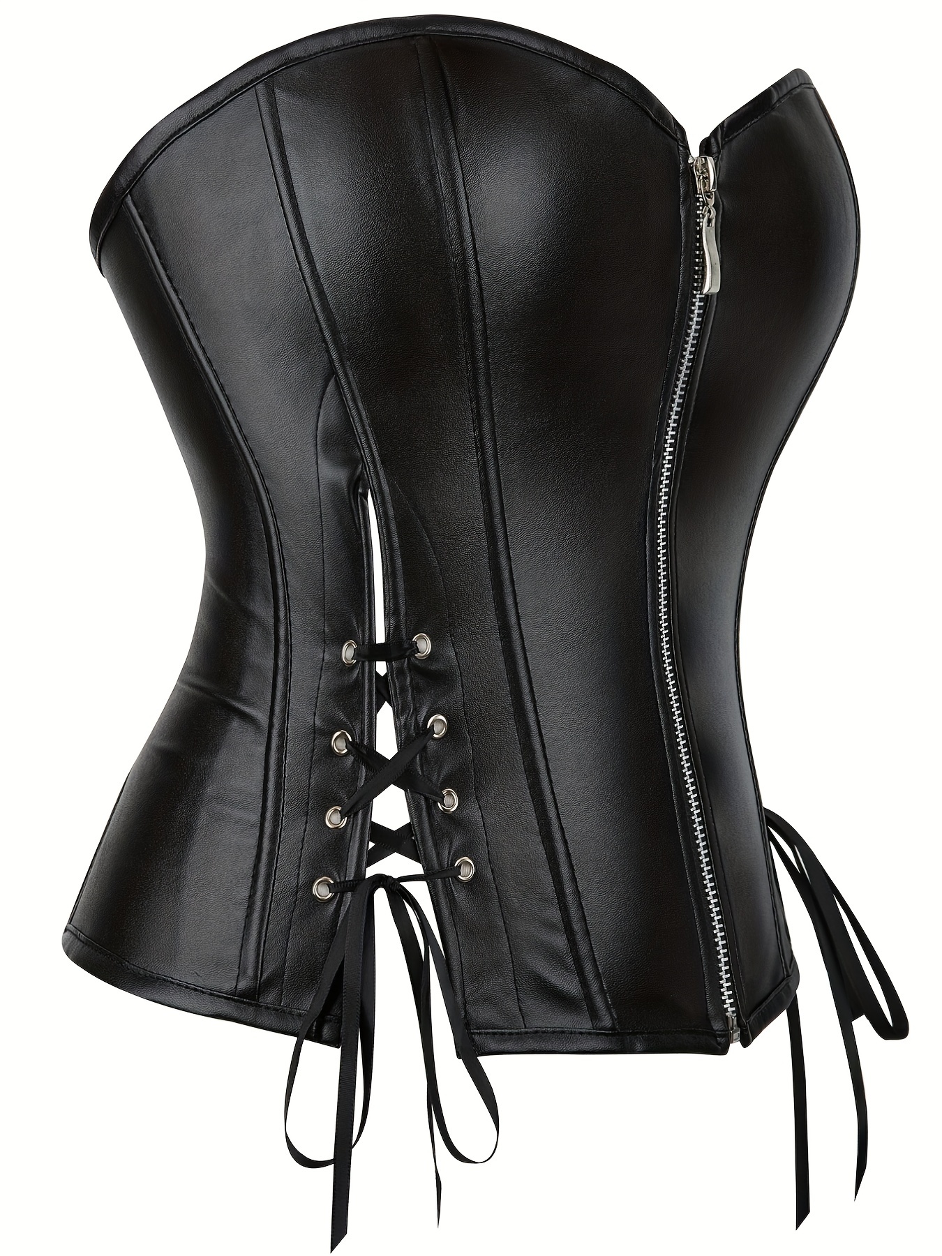 Orchid & Black Two-Toned Corset with Molded Zipper Front and Laced Back