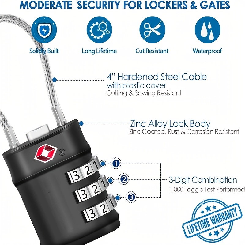 TSA Approved Cable Combination Lock