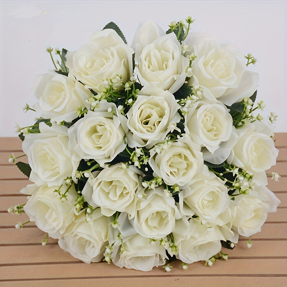 TEMU 1pc Artificial 18 , Bouquets , Touch Flowers, , Arrangements Artificial Centerpiece, Decor, Birthday Bridal Decor