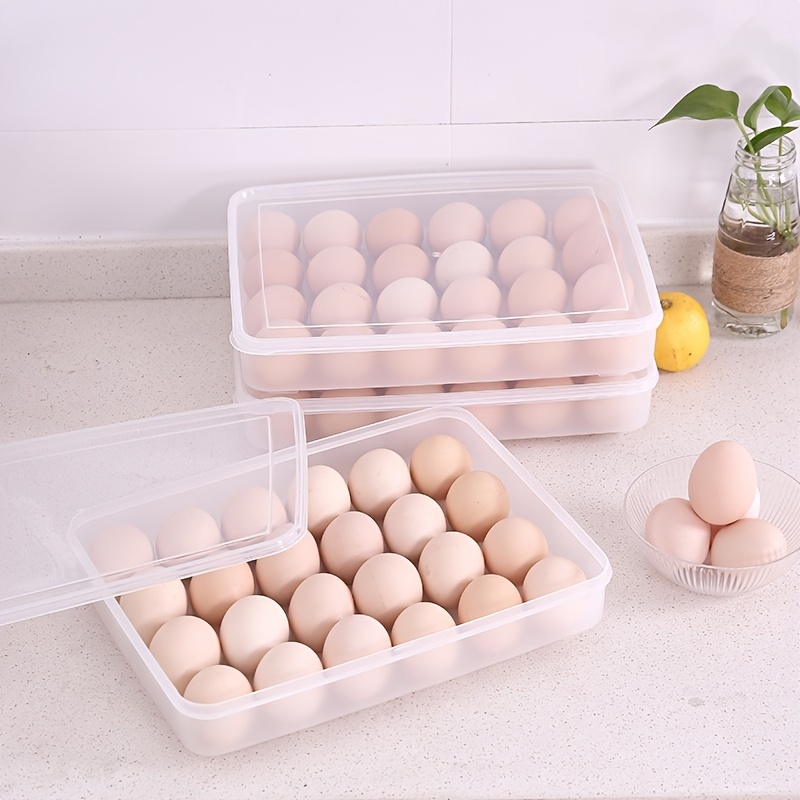 Hariumiu Kitchen Covered Egg Holders for Refrigerator,Clear 34 Grids Egg Tray Storage Box Dispenser,Stackable Plastic Egg Cartons,Egg Holder