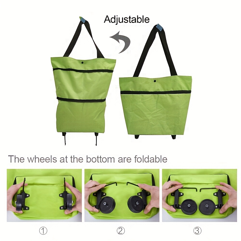 Toomett 3363 - Bolsas plegables para carrito de la compra plegable con  ruedas, carrito de la compra reutilizable, carrito y bolsa 2-1 para el  supermercado, bols…