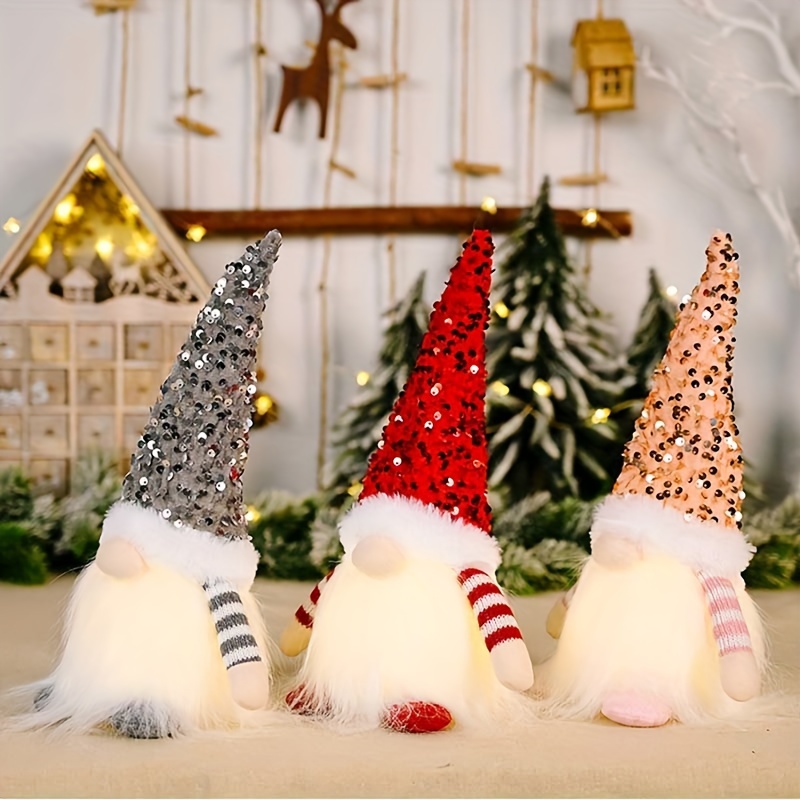 Admired by Nature 12 in. Christmas Gnome Plush with LED Ornament Home Decor (Set of 2)