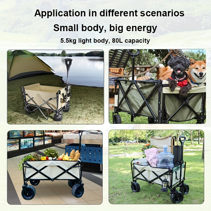 Carro plegable de gran capacidad para acampar, carrito de compras de viaje  para Picnic al aire libre, portador de herramientas de jardín multifunción,  4 ruedas - AliExpress