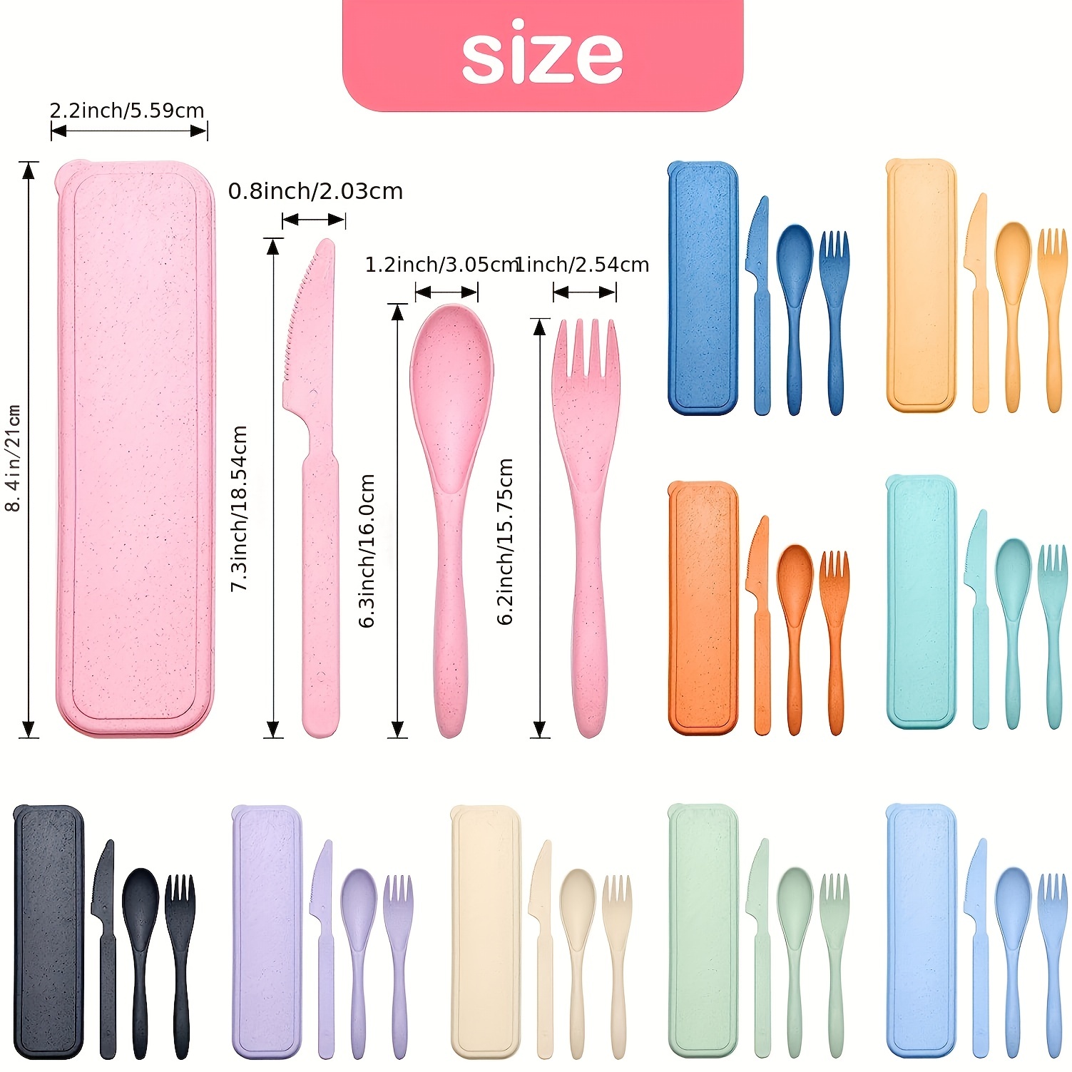 Reusable Utensils Set with Case, Eco-Friendly Bpa Free Plastic Travel  Utensils, 1 Sets Plastic Spoons and Forks Set Plastic Cutlery Set for Lunch  Box