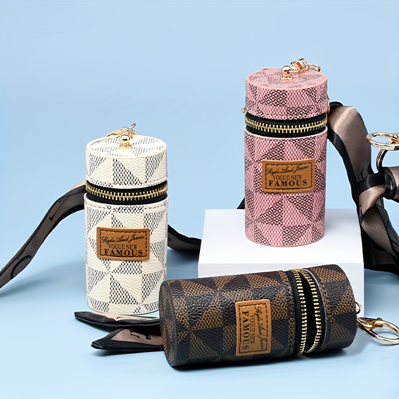 Bucket Lipstick Bag Leather Mini Keychain Charm Backpack Pendant Women Xmas  Gift