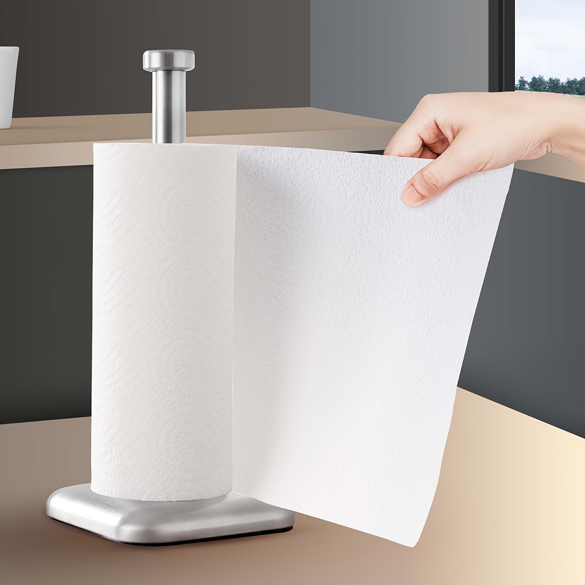 Stainless Steel Paper Towel Holder Desktop Tissue Storage - Temu