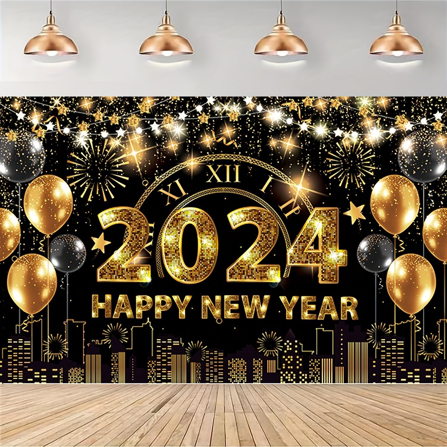 New Years Eve Party Supplies 2024 Gold and Black Party Decorations for  Happy New Years Decorations 2024