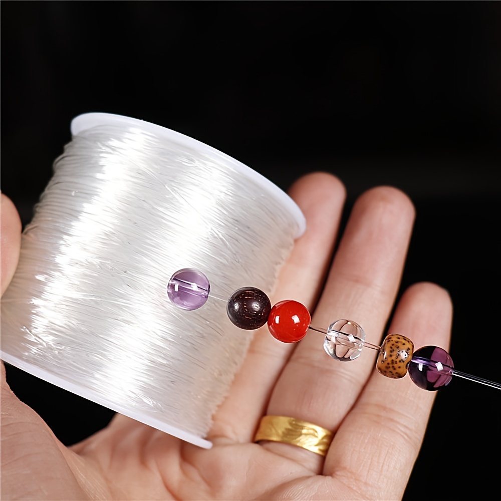 Cuerda elástica para hacer pulseras, 2 rollos de 0.031 in, cuerda elástica  de colores para pulseras, collares, cuentas y fabricación de joyas (marrón