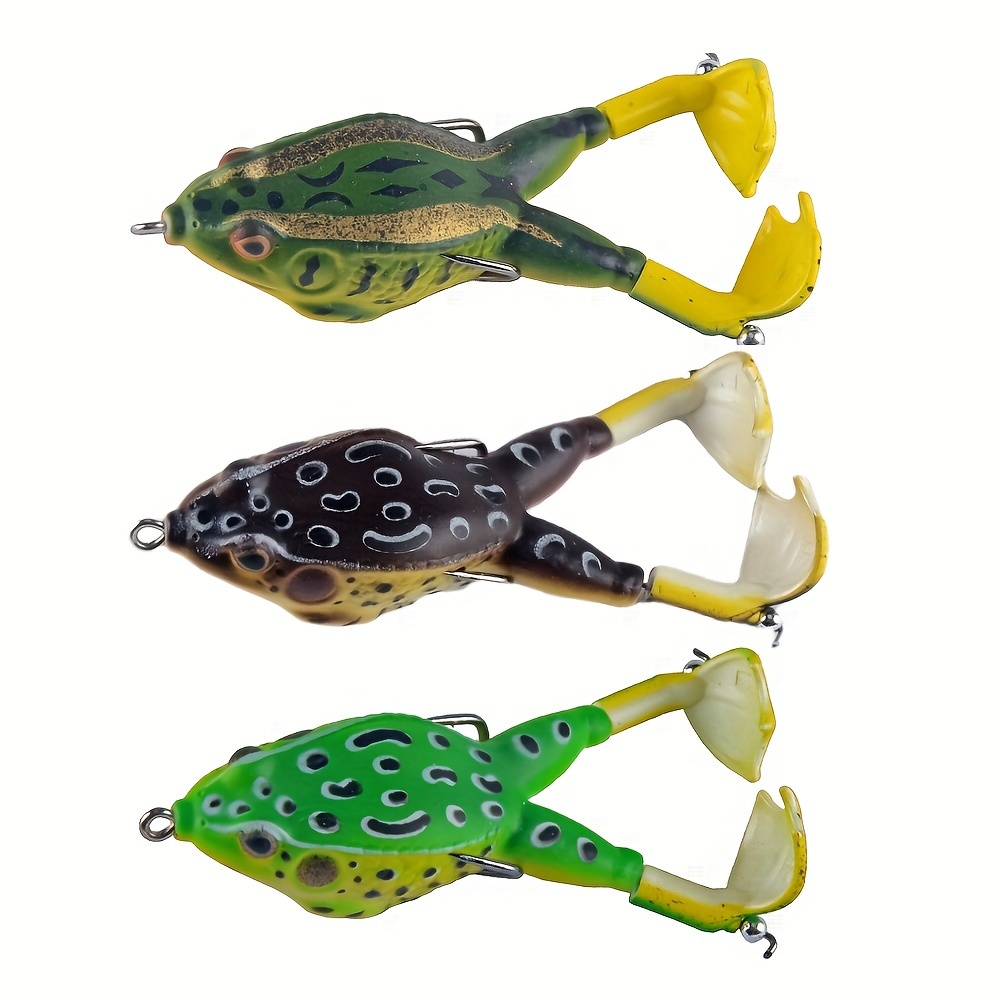 3PCS Bass Lures Frogs Soft Frog Bait, Double Propellers Frog Legs, Topwater  Frog Lure, Highly Realistic Silicone Fishing Lure, Realistic Soft
