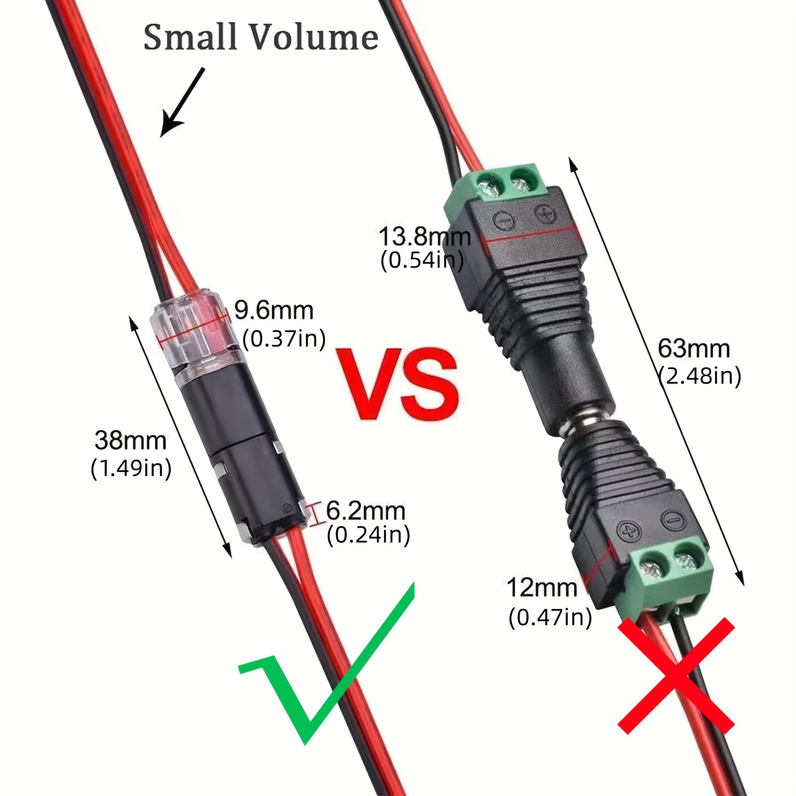 10/20pcs Double Line Insertion Connector, 2-Pin 2-Port, PVC Insulated, Copper Contact Material, Quick Connect Termination, Uncharged Power Mode, with Locking Buckle, for LED Wire Connection, NODEMCU LUA