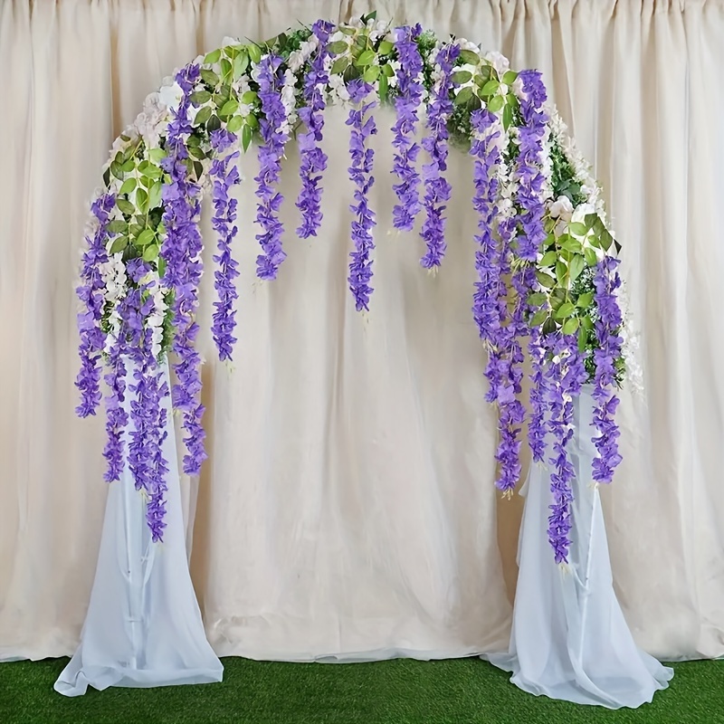 Artificial Hanging Plants Floral Garland White Purple - Temu