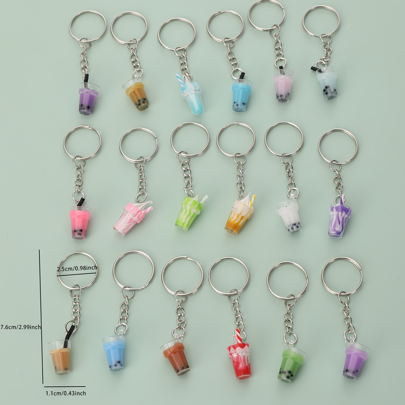 Creative Keychain Milk Tea Drink Cup Keyring Small Resin Fruit Drink Cup  Bottle Charms Bag Pendant Jewelry Women Girl Gift(Green)