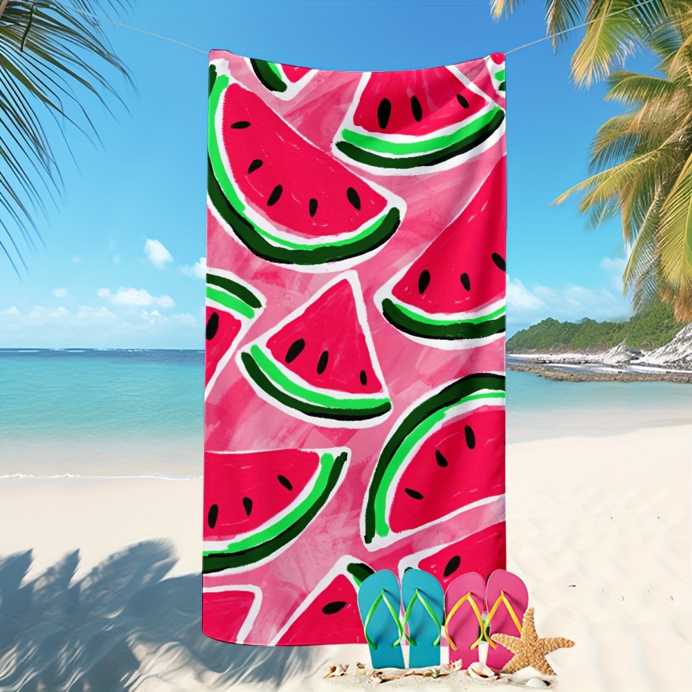 

1pc Watermelon Pattern Beach Towel, Lightweight Microfiber Beach Towel - Sandproof & Quick Drying, Perfect For Travel