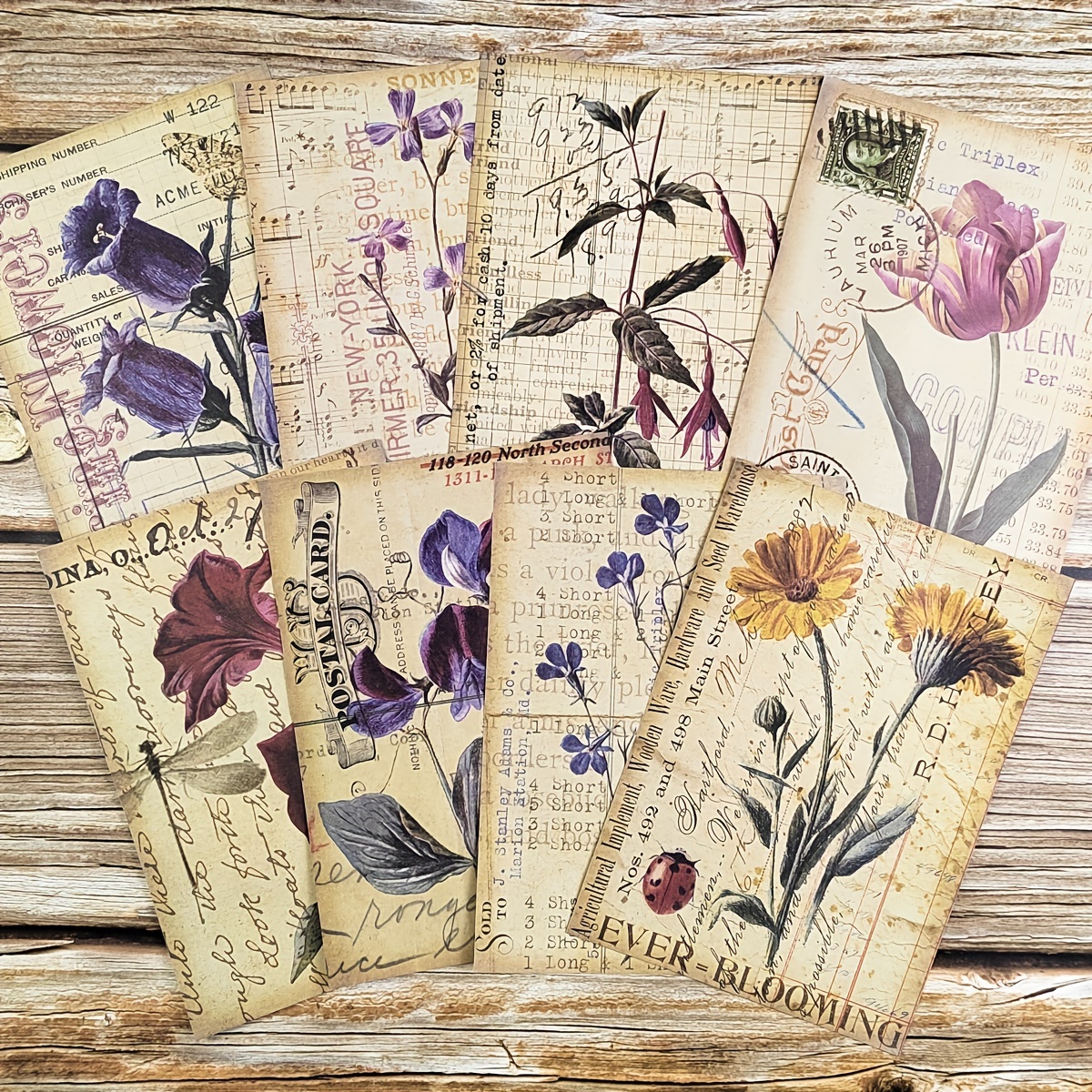 Vintage Botanical Flower Plants Nature Theme Scrapbook Papers For
