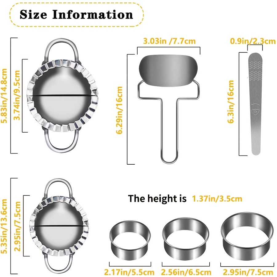 Spoon Fed Goods Stainless Dumpling Maker Set, Press, Cutter, Ravioli Stamp Cutter Round Shapes Mold, Empanada Molder Kit, Wrappers Mold Kitchen