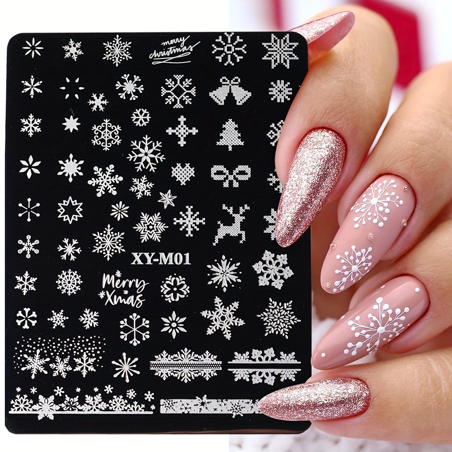 Nail Stamping Plates Christmas French Lace Flower Elk Steel - Temu