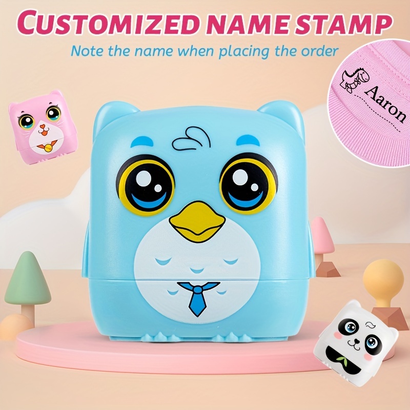 School Set( Blue Owl Stamp And Stickers)custom Name Seals - Temu