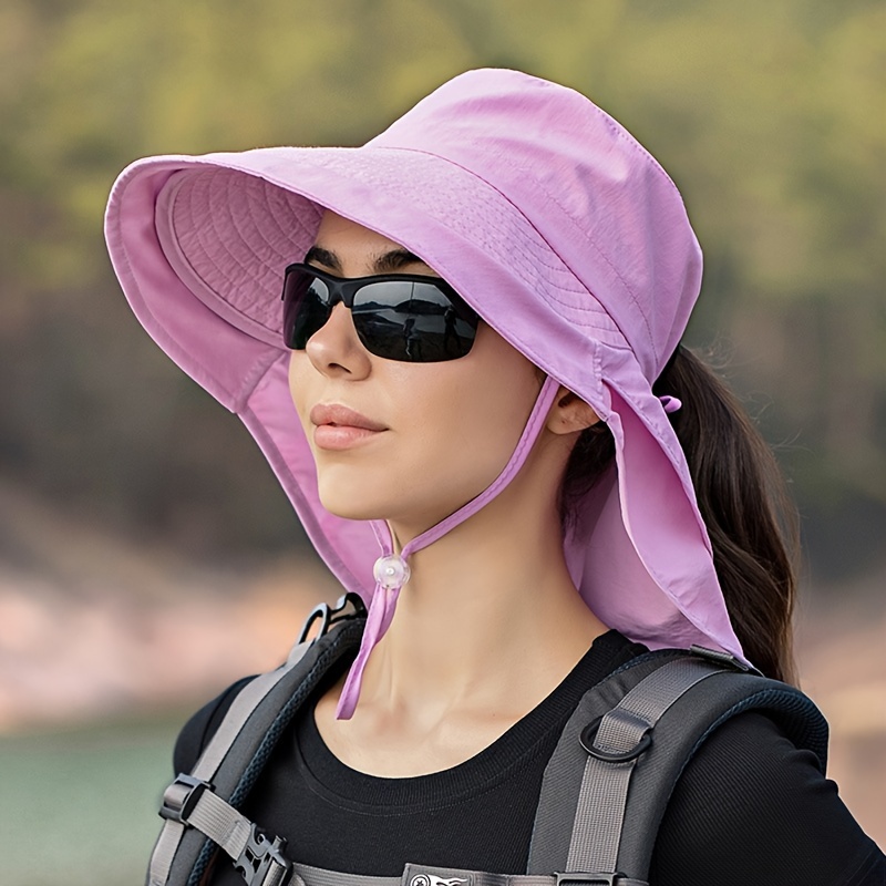 Sporty Boonie Hat, Wide Brim Breathable Sun Protection Fisherman Hat with Button and Rope for Fishing Hiking Cycling,Temu