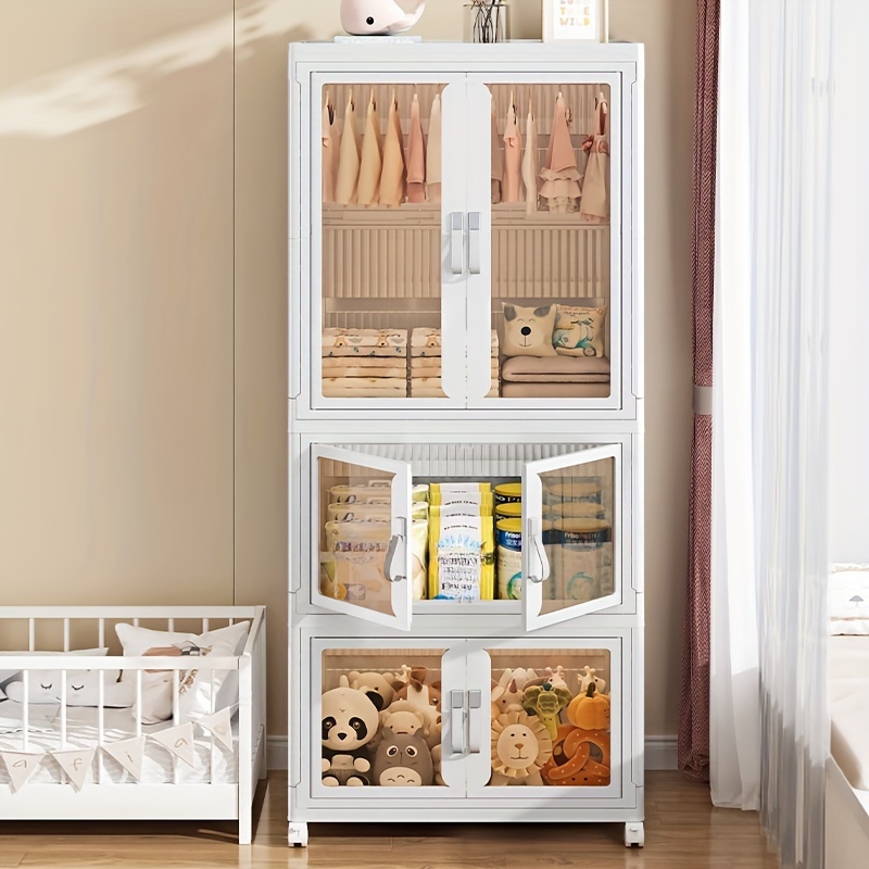 Armario portátil para niños, armario plegable de plástico grande para ropa  de bebé, armario para dormitorio, cuarto de bebé, armario de instalación