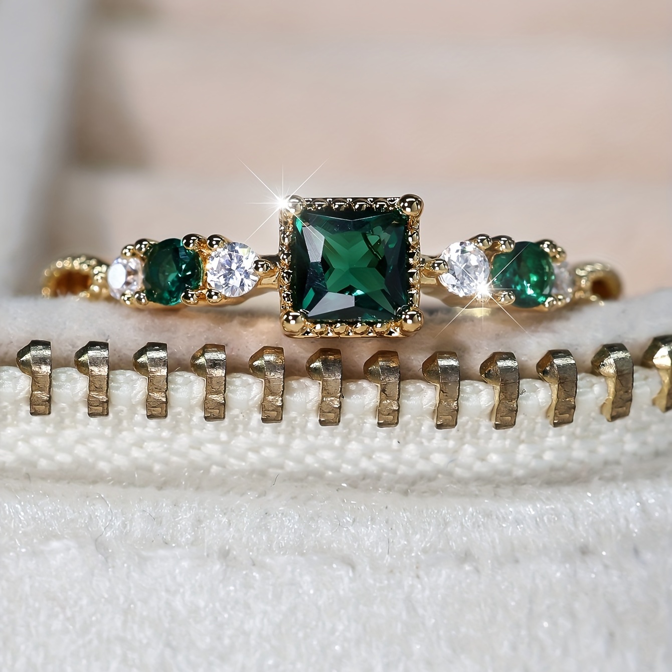 Vintage Zirconia Inlaid Ring - Dainty Birthday Gift