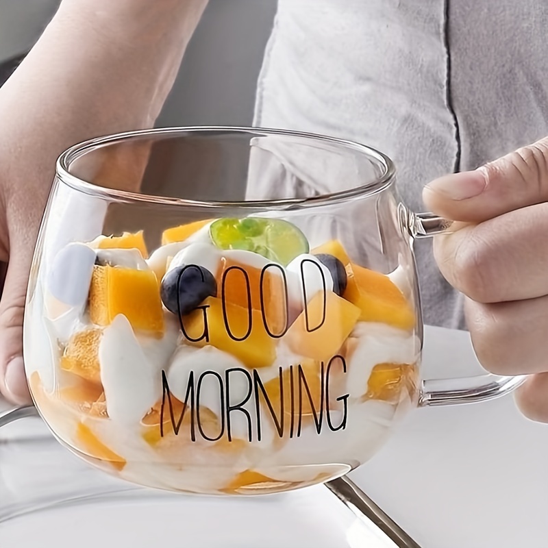 Good Morning Glass Coffee Mug, Clear Water Cup, Breakfast Coffee Cups,  Drinking Cups, Summer Winter Drinkware - Temu