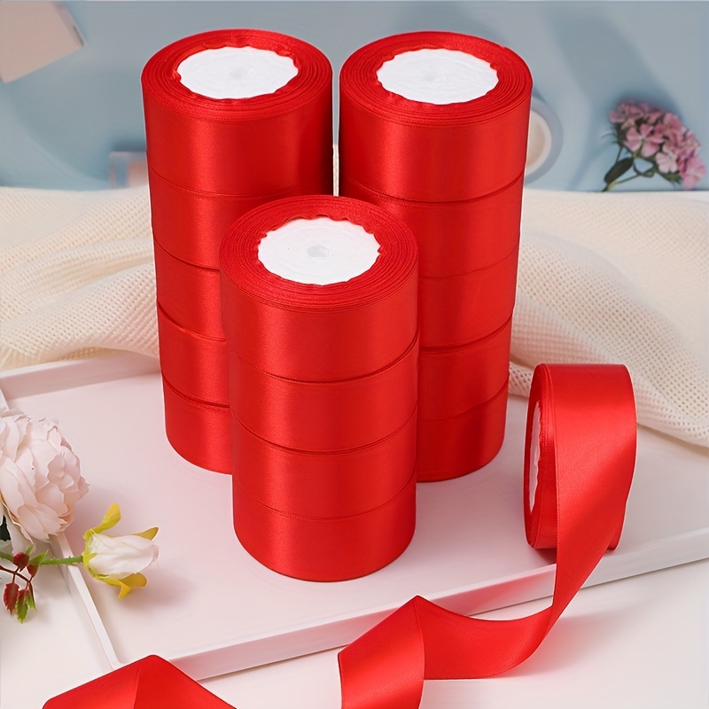 

5 Rolls Ribbon Diy Rose Flower Material Silk Satin Ribbon Decoration Cake Gift Wrapping Webbing Wedding Party Bow Ribbon