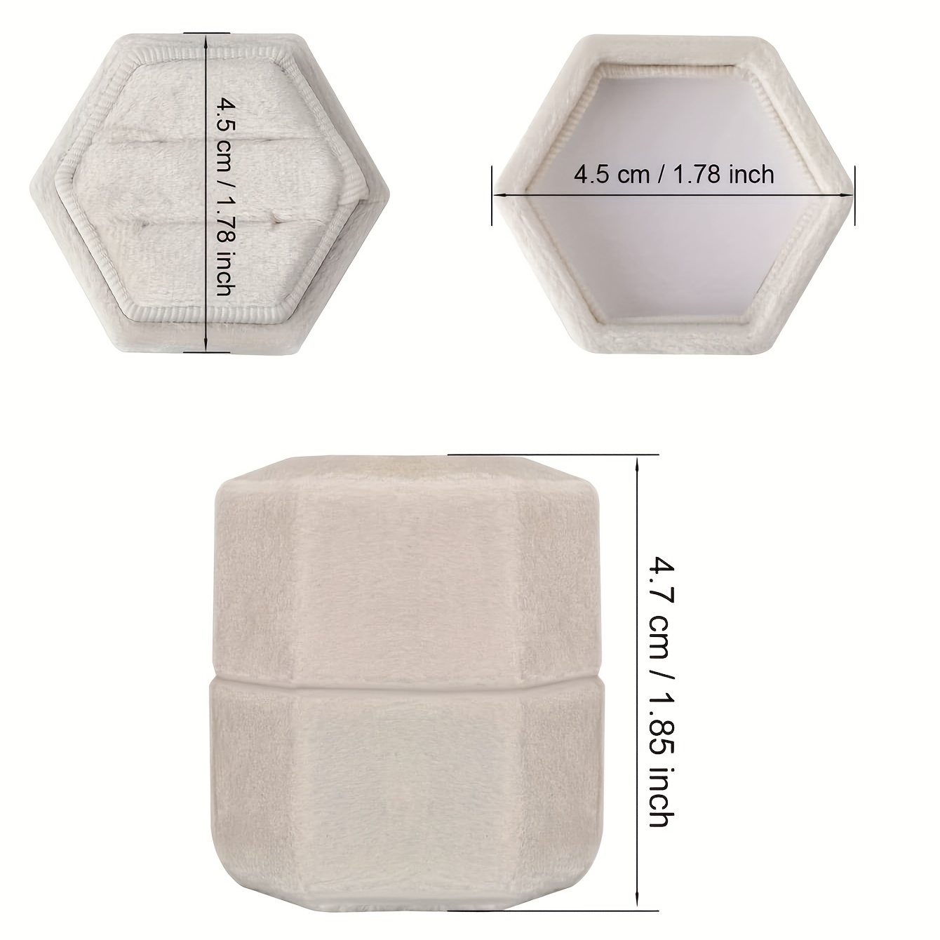 Hexagonal Velvet Flannel Ring Box for Jewelry Storage