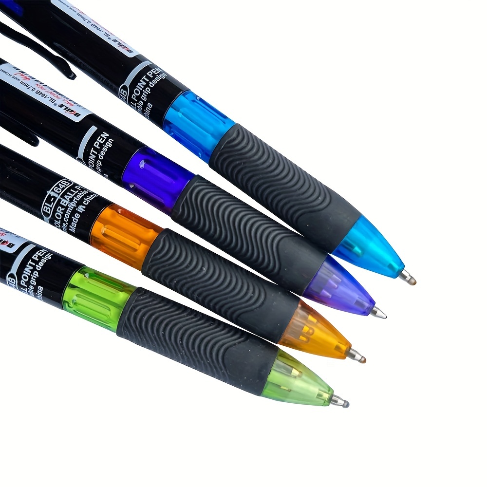 Stylos à bille multicolores mignons 4 en 1, stylos à bille à encre noire,  bleue, verte et rouge pour l'écriture, fournitures scolaires et de bureau,  papeterie