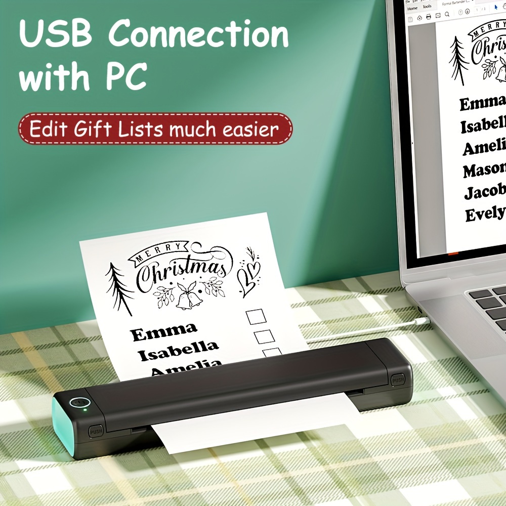 M08f A4 Stampante termica wireless portatile Bluetooth Mini stampanti  personali per ufficio domestico Stampa HD Non è necessario utilizzare  l'inchiostro