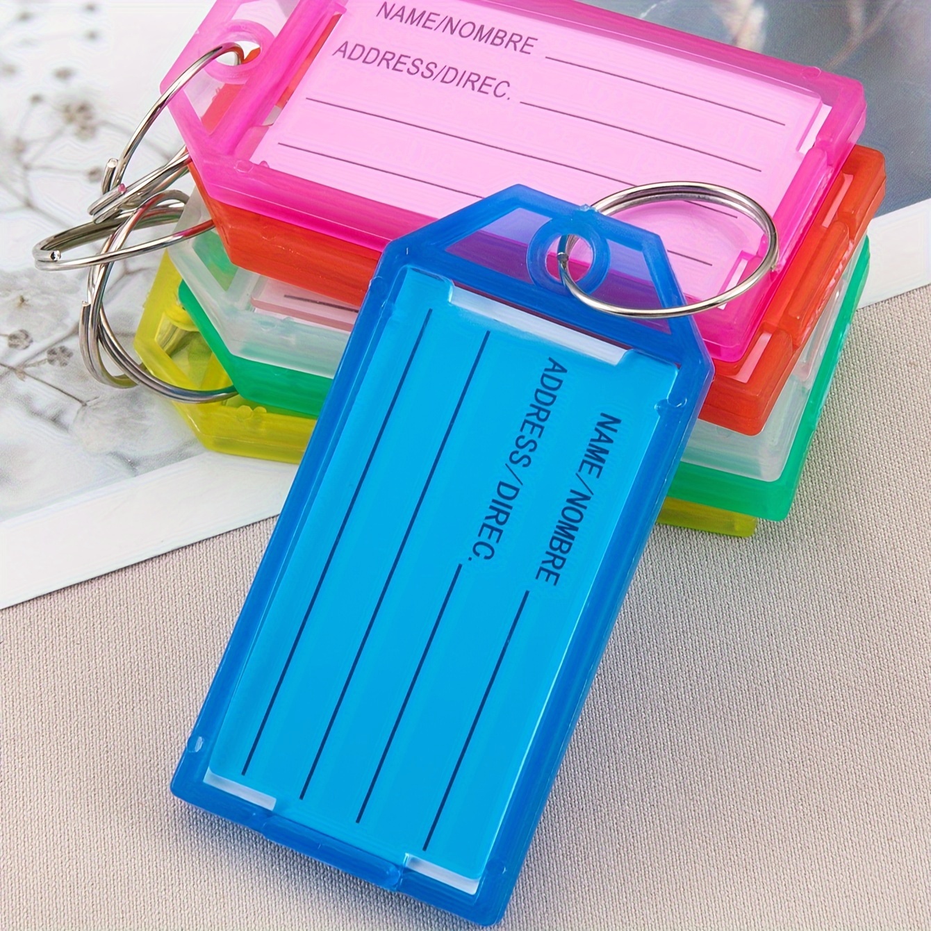 5pcs Colorful Plastic Key Tags Label Numbered Name Baggage Tag Id Label  File Labels Name Tags With Split Ring File Labels Keycha