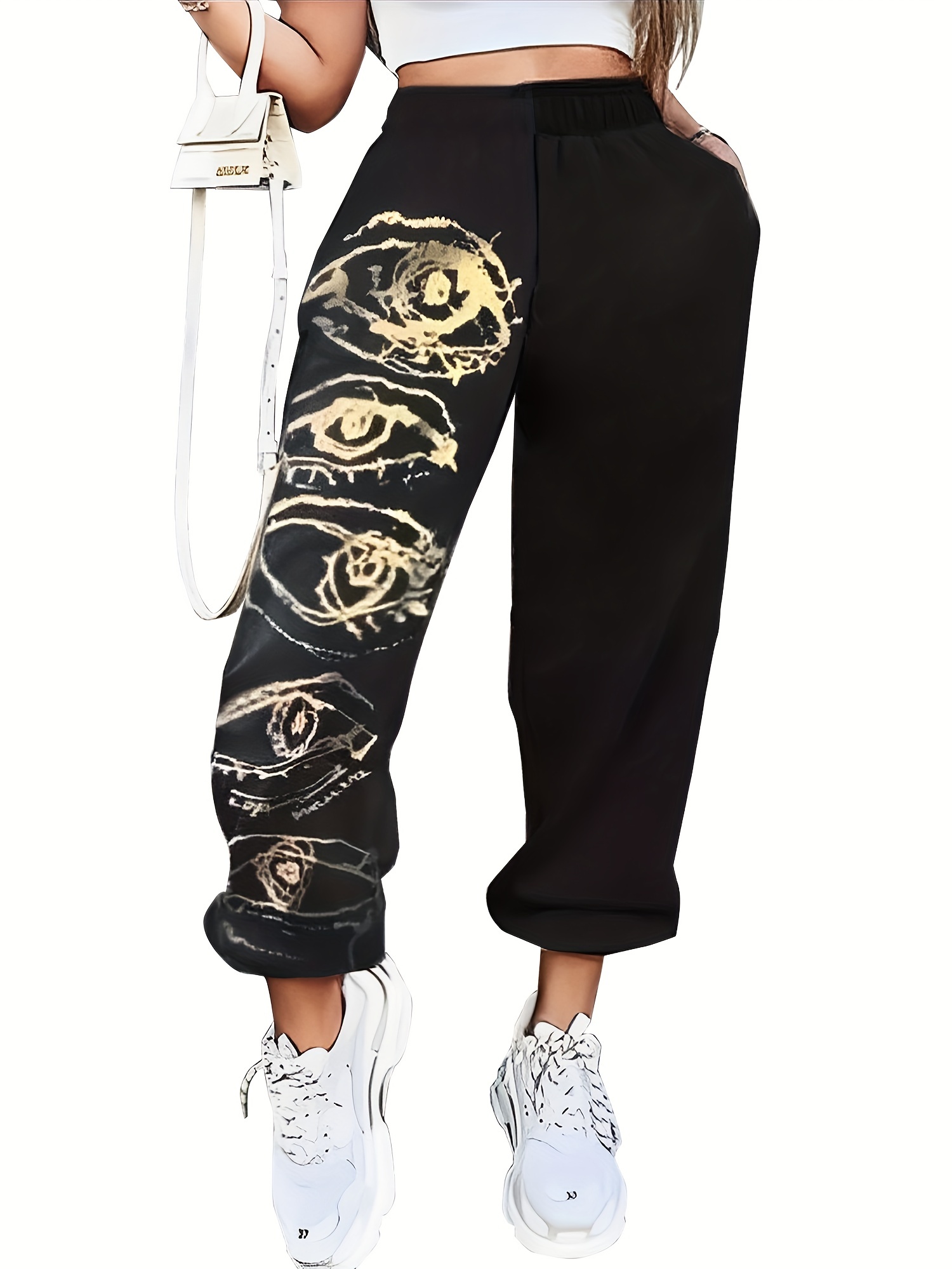 Stylish High Waist Loose Drawstring Yoga Sports Sweatpants - Temu