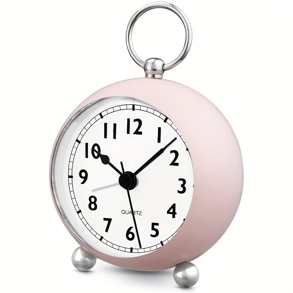  Reloj de pared silencioso simple para dormitorio, reloj despertador  silencioso, repetición creativa, esfera de metal redonda luminosa, puntero  luminoso de metal, reloj despertador de pared decorativo (color rosado) :  Hogar y