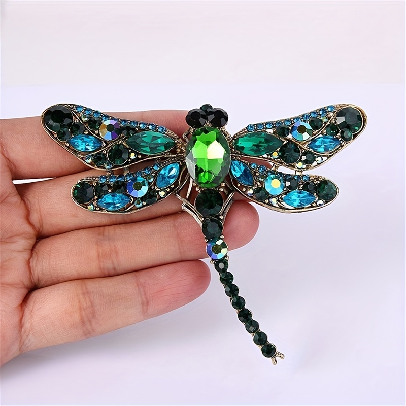 Rhinestone Dragonfly Brooch, Dual Purpose Corsage Pendant