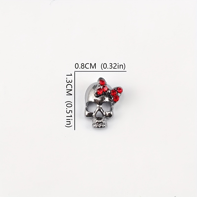 10pcs Halloween 3D Skull Nail Charms with Rhinestones Nail Art Accessory