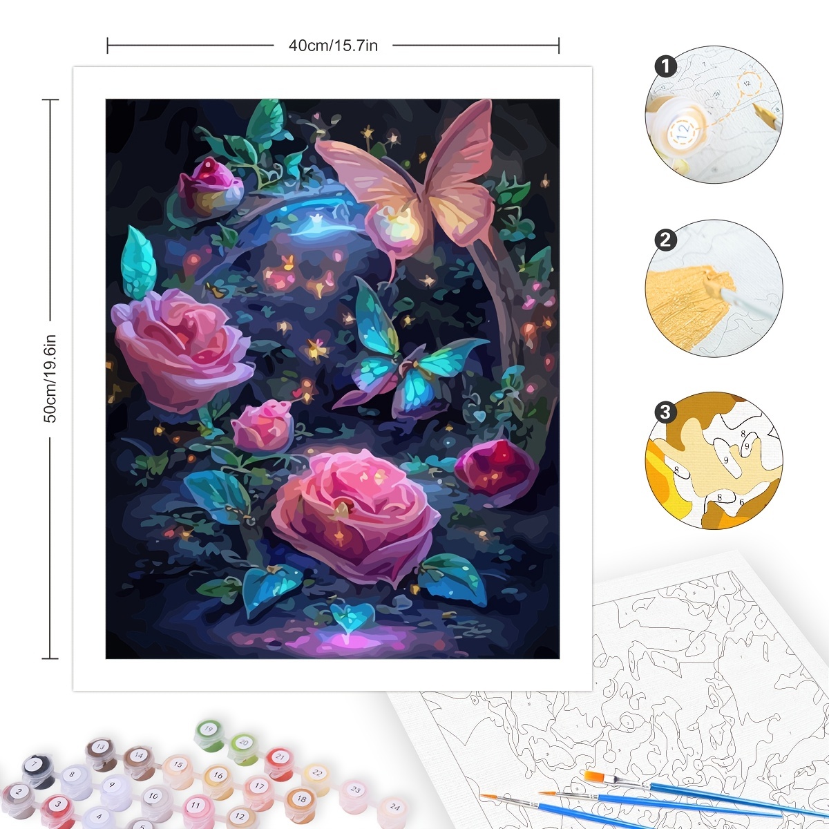 DIY Paint by Numbers Kit for Adults - Flowers and Butterflies