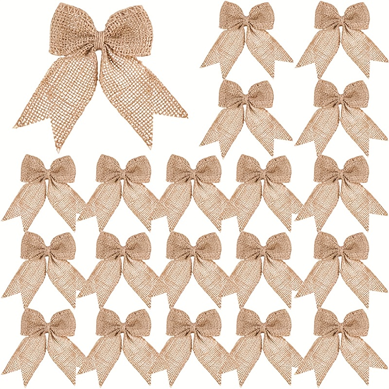 7 Pcs Burlap Bows Bow Tie Ornaments Handmade Rustic Bowknot Wedding Decor  Embellishments For Diy Craft Decoration