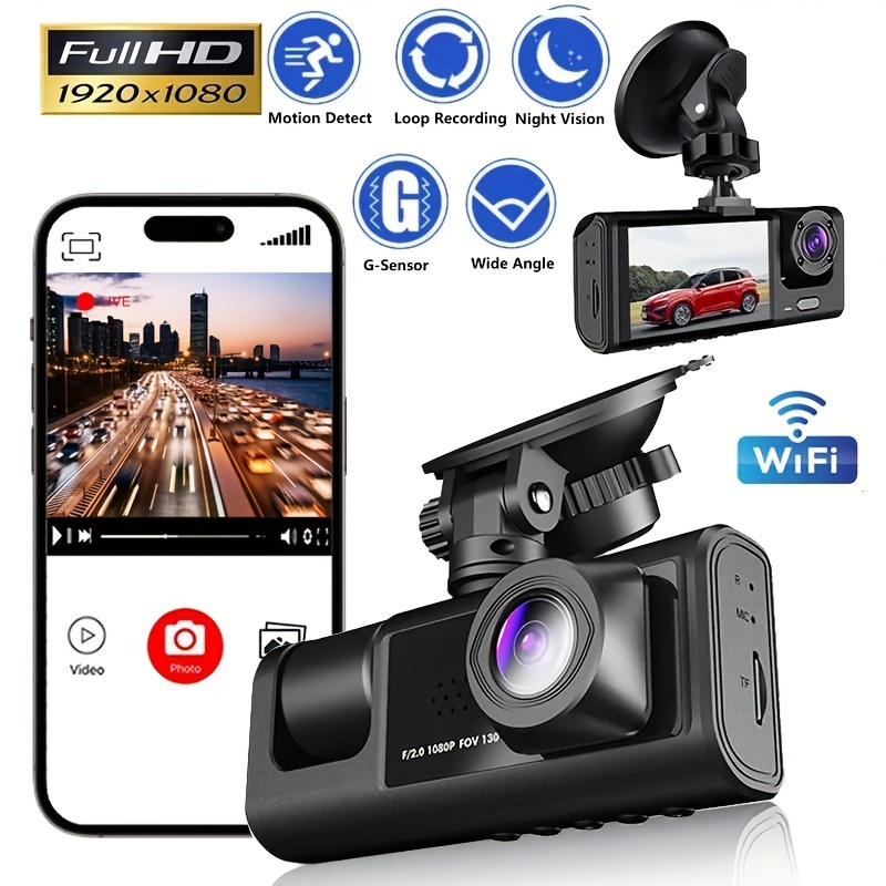 Dash Camera Front And Inside 3.16inchdash Cam 1080p G Sensor - Temu