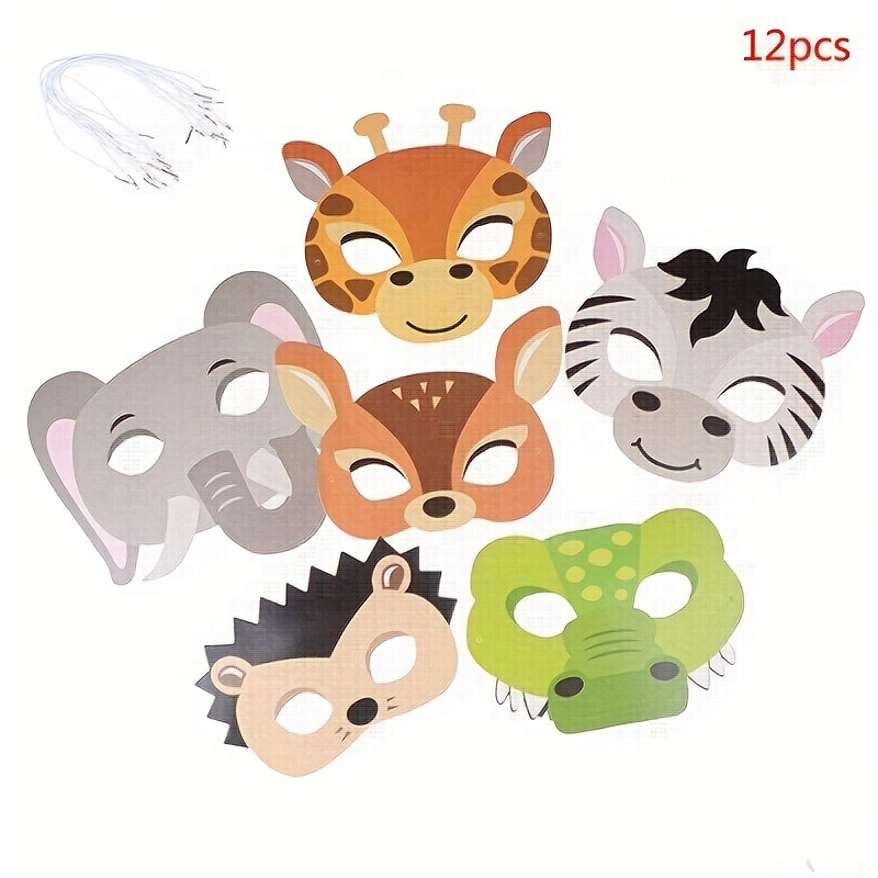 Mask Birthday Party Supplies Paper Animal Masks Cartoon - Temu