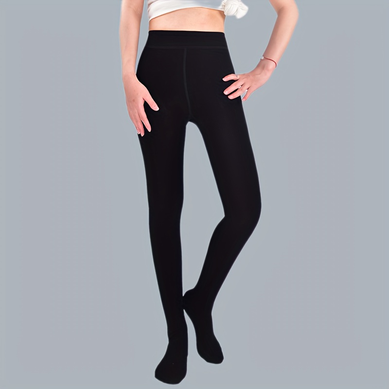 Plush Lined Tights Opaque High Waist Thermal - Temu