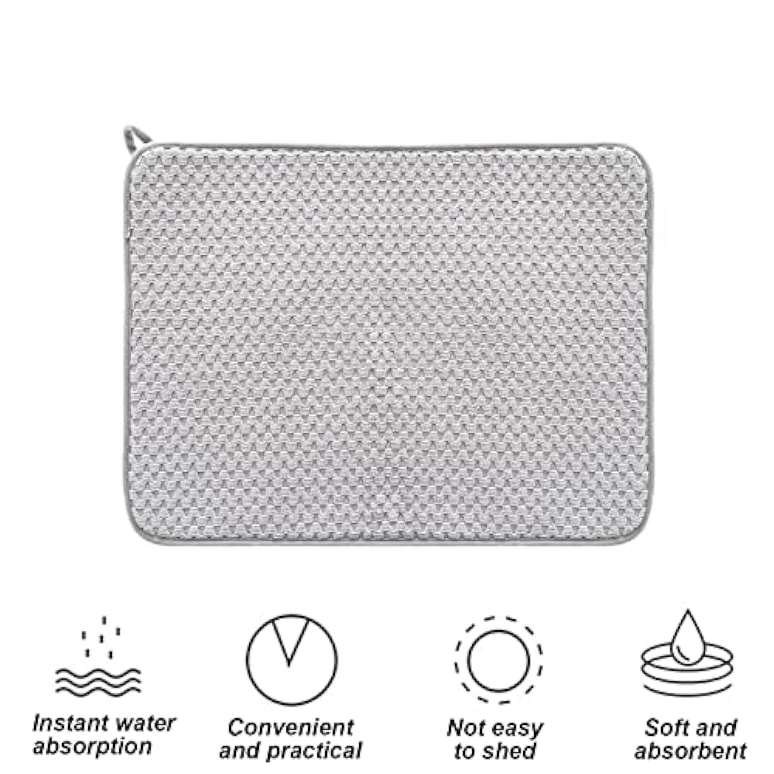 CIYSHO Dish Drying Mat for Kitchen Counter 2 Pack, 24 x 17 Inch Absorbent  Microfiber Dishes Drainer Mats, Large Drying Pad for Countertop, Rack and