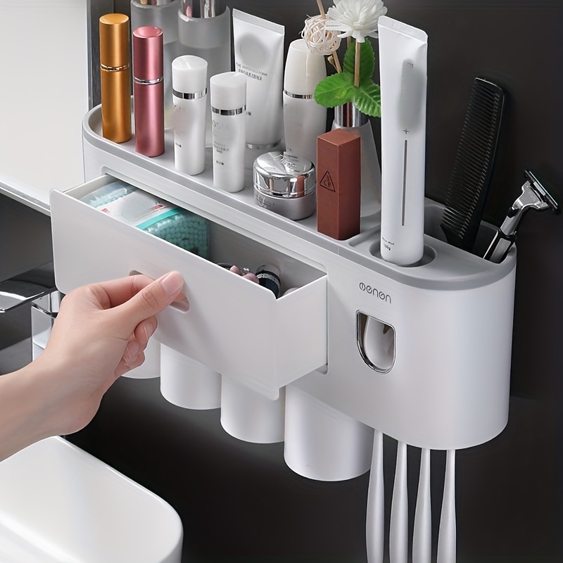 Soporte de cepillo de dientes eléctrico montado en la pared, estante de  plástico para baño, organizador