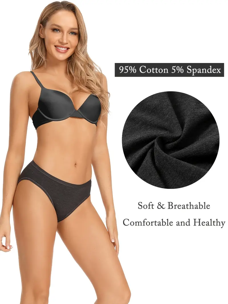 Women's Solid Bikini Panties Breathable Medium Stretch - Temu Australia