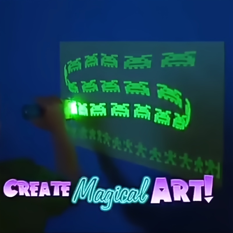 Amazing Painter Educational Light Painting Kit Fluorescent Magic Brush  Stencils Canvas - . Gift Ideas