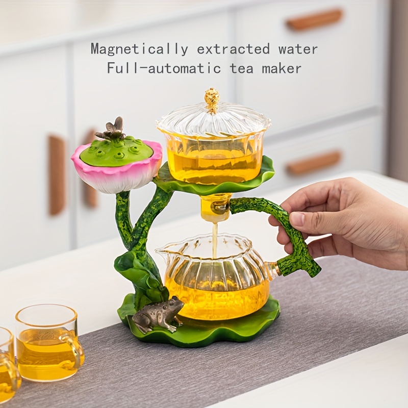 Lazy Tea Set Magnetic Water Diversion Rotating Cover Bowl - Temu