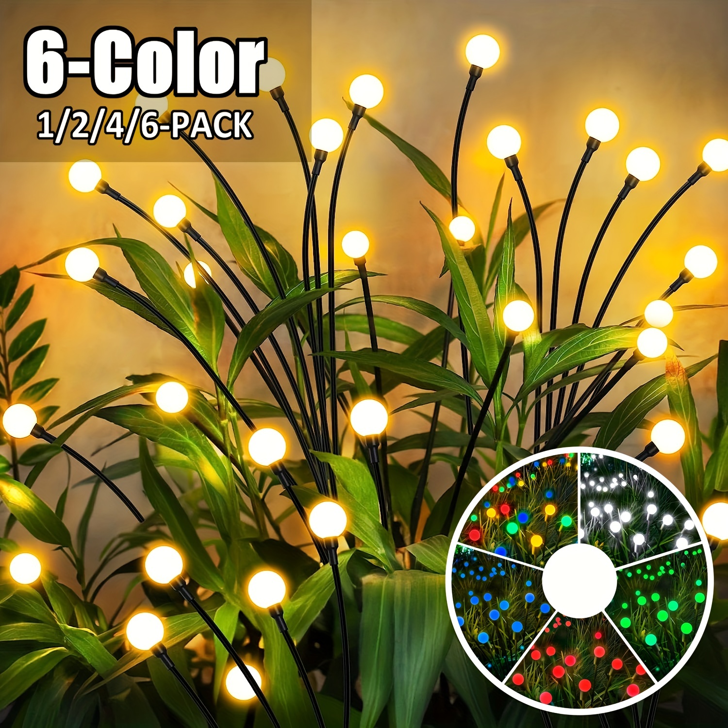 

Outdoor Solar Firefly Swaying Light, For Garden Yard Patio Pathway Decorations Outdoor Solar Firefly Lights (8led 27inch)(1/2/4/6 Pack)
